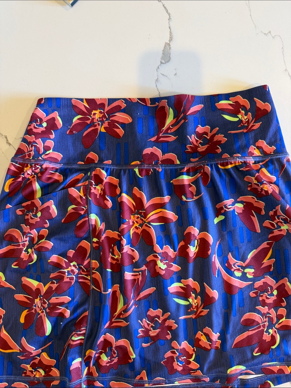 Athleta Floral Blue & Red A-Line tennis Skirt small